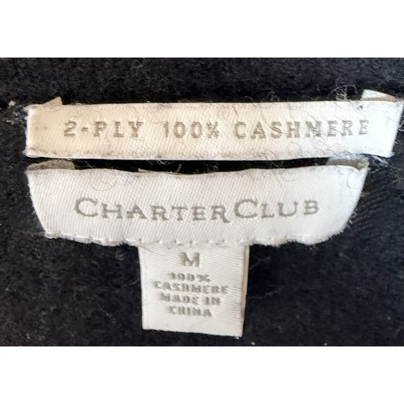 Charter Club Women's Open Front Black Cashmere Cardigan Sz: M Quiet Luxury - Picture 4 of 7